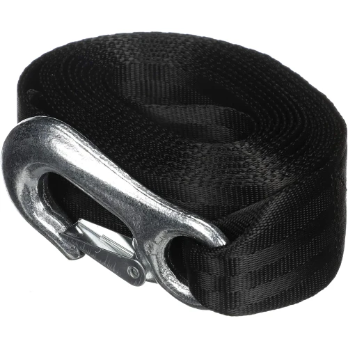 Attwood Marine Trailer Winch Strap, 2 in x 20 ft, 2,000 lb Capacity, Sewn-Loop End, Forged Steel Snap Hook
