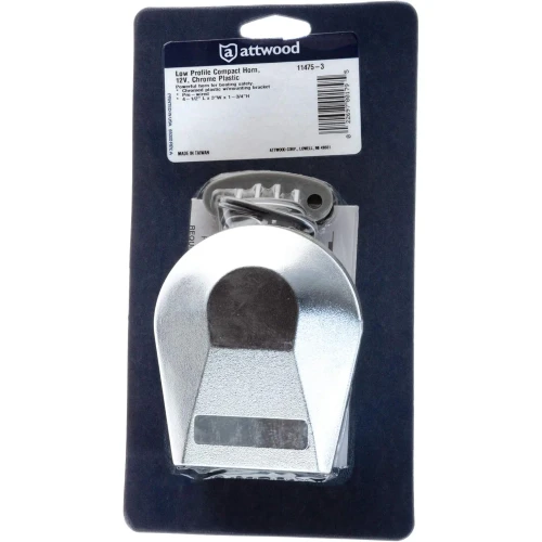 Attwood Marine Low-Profile Compact Horn, 12V, Chrome Plastic