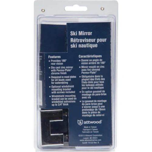 Attwood Marine Perma-Plate Ski Mirror, Universal Mount, 180 Degree Convex, Shatterproof