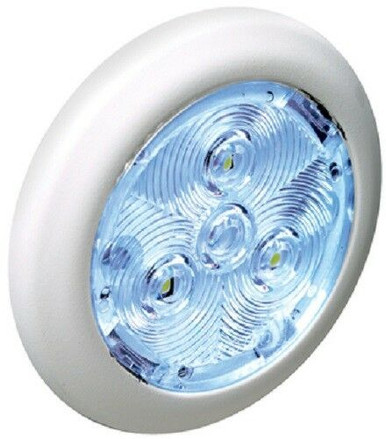 Attwood Marine Round Interior/Exterior Light, 2.75 in, 12V, White Bezel, Blue LED