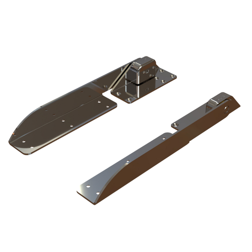 TACO Marine Command Ratchet Hinge, 18-1/2 in, 316 SS, Polished, Hard Stop, Pair