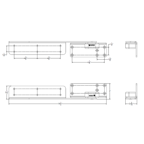 TACO Marine Command Ratchet Hinge, 18-1/2 in, 316 SS, Polished, Hard Stop, Pair