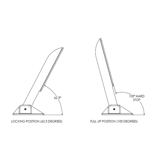 TACO Marine Command Ratchet Hinge, 18-1/2 in, 316 SS, Polished, Hard Stop, Pair