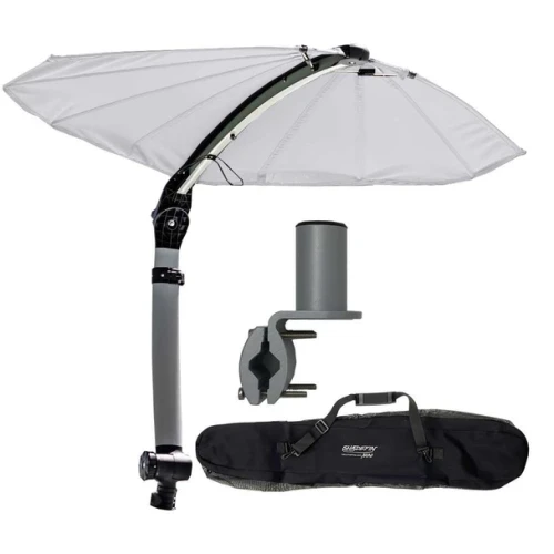 TACO Marine ShadeFin Mini Boat Shade, White Fabric, Square Rail Mount Kit, Bag