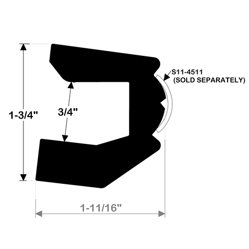 TACO Marine Rigid Vinyl Rub Rail, 1-3/4 x 1-11/16 in, 20 ft, Arctic White