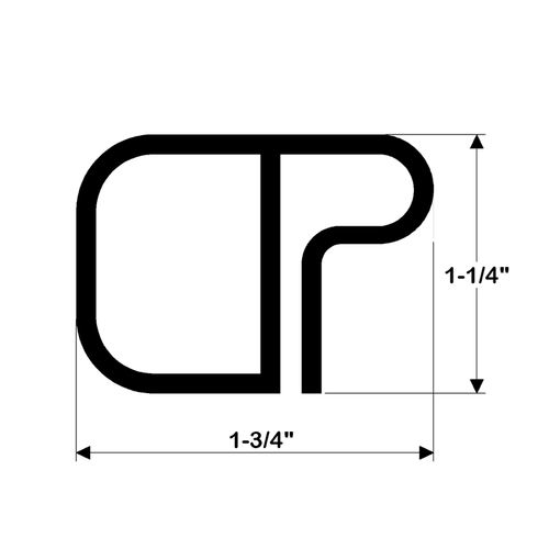 TACO Marine Rigid Vinyl Canoe Rail, 1-1/4 in x 1-3/4 in, 16 ft 6 in, Black Rail