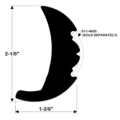 TACO Marine Rigid Vinyl Rub Rail, 2-1/8 in x 1-3/8 in, 20 ft, Frosty White, #10 Screw on 8 in Centers
