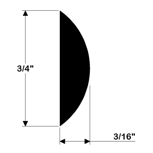 TACO Marine Solid Back Rub Rail, SS316, 3/4 in H x 3/16 in W, 12 ft, Polished, #10 Screws on 6 in Centers
