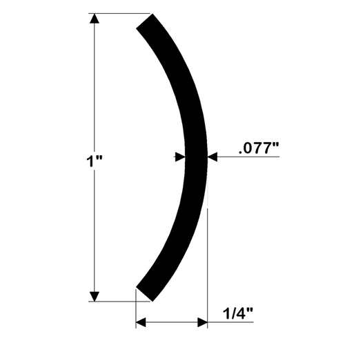 TACO Marine Hollow Back Rub Rail, 1 in x 6 ft, 304 Stainless Steel, Polished