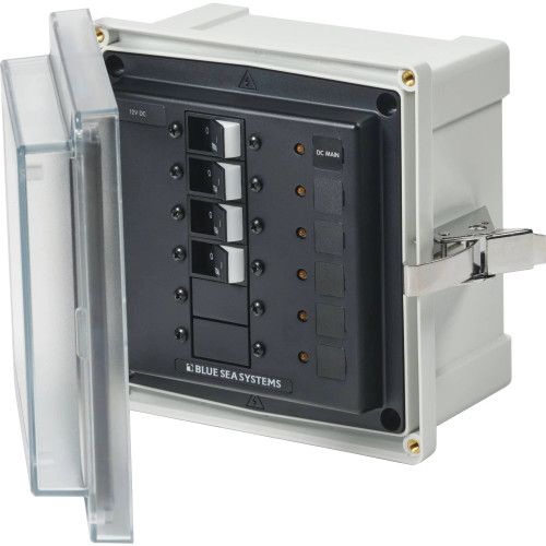 Blue Sea Systems SMS Surface Mount System Panel Enclosure, IP66, Glass-Filled Polycarbonate, Clear Cover, 6 x 6 x 4 in - Apollo Lighting