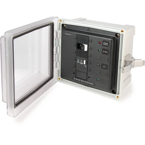 Blue Sea Systems SMS Surface Mount System Panel Enclosure, IP66, Glass-Filled Polycarbonate, Clear Cover, 6 x 6 x 4 in