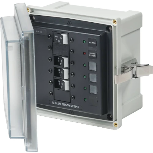 Blue Sea Systems SMS Surface Mount System Panel Enclosure, IP66, Glass-Filled Polycarbonate, Clear Cover, 6 x 6 x 4 in