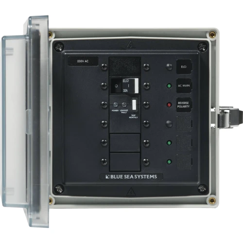 Blue Sea Systems SMS Surface Mount System Panel Enclosure, IP66, Glass-Filled Polycarbonate, Clear Cover, 6 x 6 x 4 in