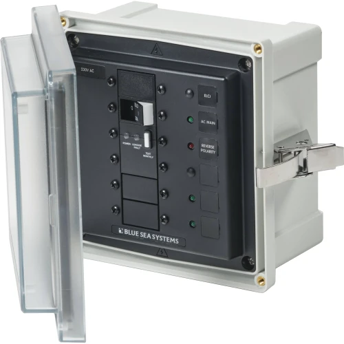 Blue Sea Systems SMS Surface Mount System Panel Enclosure, IP66, Glass-Filled Polycarbonate, Clear Cover, 6 x 6 x 4 in