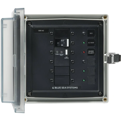 Blue Sea Systems SMS Surface Mount System Panel Enclosure, IP66, Glass-Filled Polycarbonate, Clear Cover, 6 x 6 x 4 in