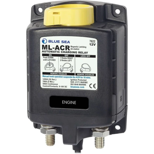 Blue Sea Systems ML-ACR Automatic Charging Relay, 500A, Magnetic Latching, Dual Sensing