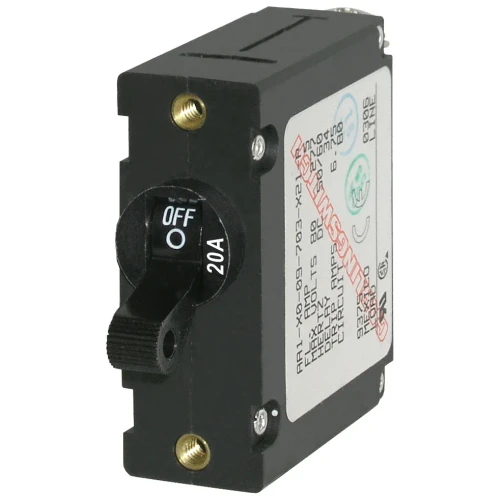 Blue Sea Systems A-Series Single Pole Toggle Circuit Breaker, AC/DC, Trip-Free