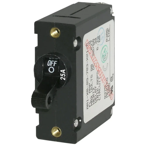 Blue Sea Systems A-Series Single Pole Toggle Circuit Breaker, AC/DC, Trip-Free