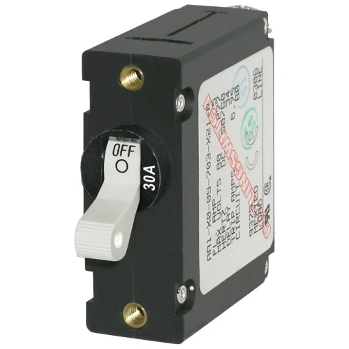 Blue Sea Systems A-Series Single Pole Toggle Circuit Breaker, AC/DC, Trip-Free
