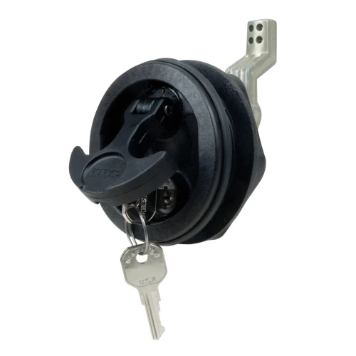 Perko 1091 Surface Mount Lock, For Smooth and Carpeted Surfaces, 2-1/2 in Hole, 1/8 to 3/4 in Surfaces, T-Handle, Stainless Steel Stem, 2 Keys, 25pk