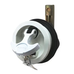 Perko 1091 Surface Mount Lock, For Smooth and Carpeted Surfaces, 2-1/2 in Hole, 1/8 to 3/4 in Surfaces, T-Handle, Stainless Steel Stem, 2 Keys, 25pk