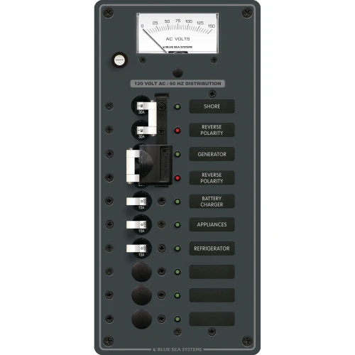 Blue Sea Systems Traditional Metal AC Source Selector Panel, 2 Sources, Lockout Slide