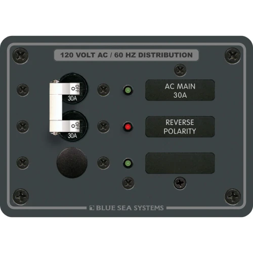 Blue Sea Systems Traditional Metal AC Main Circuit Breaker Panel, 120V AC, White Toggle Breakers, Non-Metered