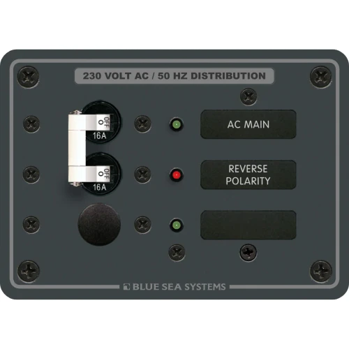 Blue Sea Systems Traditional Metal AC Main + Branch Circuit Breaker Panel, 230V AC, European, No Meter