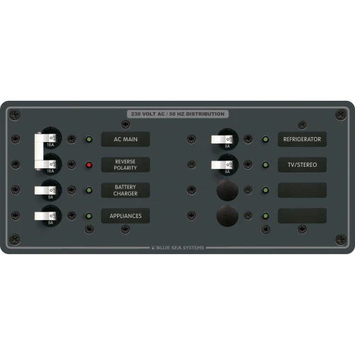 Blue Sea Systems Traditional Metal AC Main + Branch Circuit Breaker Panel, 230V AC, European, No Meter