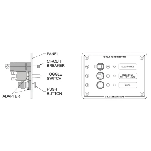 Blue Sea Systems Toggle Panel Switch, 15A at 32V DC, 15A at 125V AC, 10A at 250V AC, A-Series Mount, 5/8 in Adapter