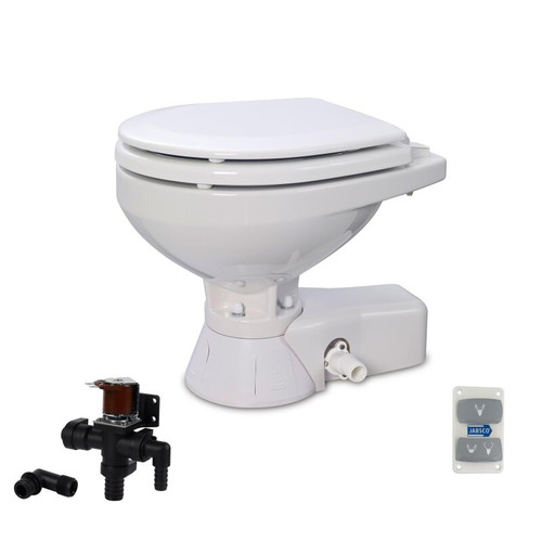 Jabsco 37045 Series Quiet Flush Freshwater Electric Toilet, Solenoid Valve, Macerator Pump