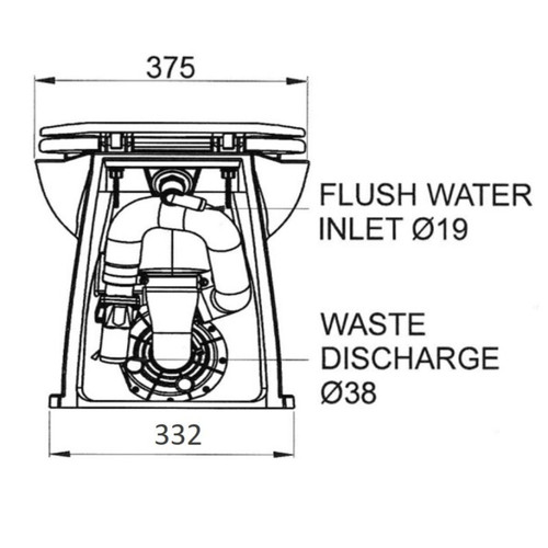Jabsco Deluxe Flush 14 in Electric Marine Toilet, Soft Close Seat