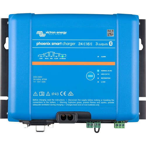 Victron Energy Phoenix Smart IP43 Battery Charger, 3 Outputs, 120-240V, Bluetooth