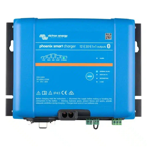 Victron Energy Phoenix Smart IP43 Battery Charger, 1+1 Output, 120-240V AC, Bluetooth