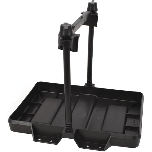 Attwood Marine Low Profile Adjustable Battery Tray, Black Plastic, ABYC E-10