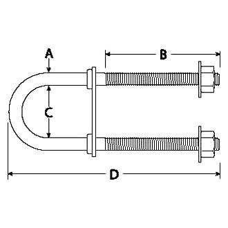 Attwood Marine Bow Eye U-Bolt, Stainless Steel, Plated Nuts and Washers - Apollo Lighting