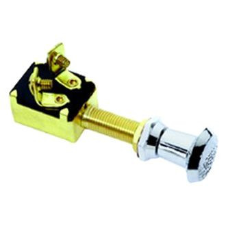 Attwood Marine Push-Pull Switches, 12V DC, Screw Terminals, Chrome-Plated Knob, Brass Case