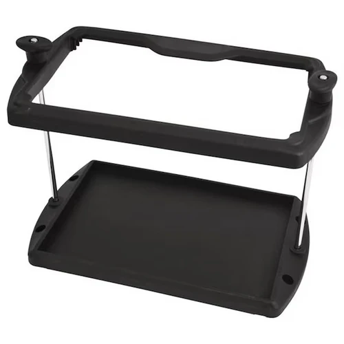 Attwood Marine Heavy-Duty Battery Tray, Non-Corrosive Black Plastic, Adjustable Crossbar, Stainless Steel Retaining Bolts, ABYC E-10