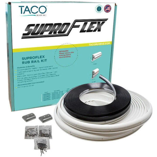 TACO Marine SuproFlex Semi-Rigid Rub Rail Kit, 2 in x 1-1/4 in, Flexible Vinyl Overlay Insert - Apollo Lighting