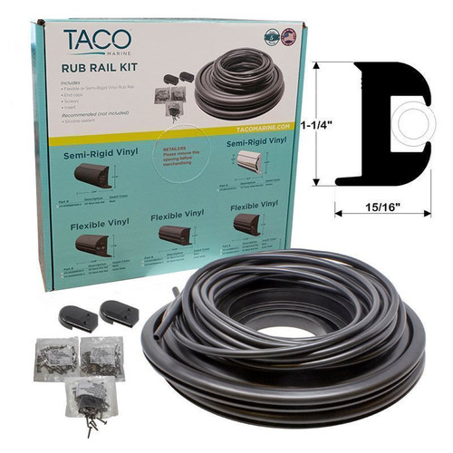 TACO Marine Flexible Vinyl Rub Rail Kit, 1-1/4 in x 15/16 in - Apollo Lighting