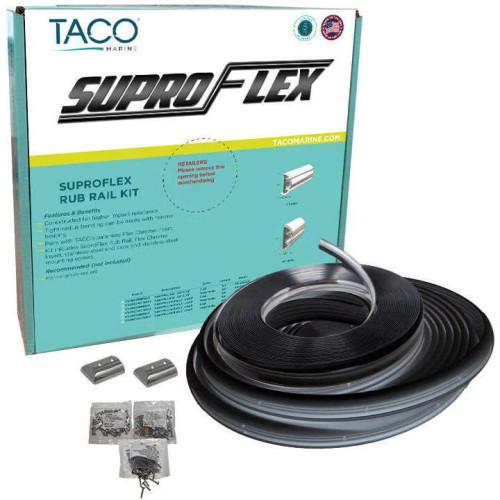 TACO Marine SuproFlex Semi-Rigid Vinyl Rub Rail Kit, 1-5/8 in x 7/8 in x 60 ft, Vinyl Overlay Insert - Apollo Lighting