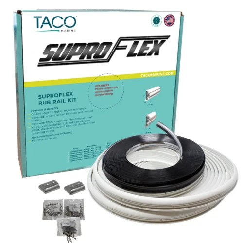 TACO Marine SuproFlex Semi-Rigid Vinyl Rub Rail Kit, 1-5/8 in x 7/8 in x 60 ft, Vinyl Overlay Insert