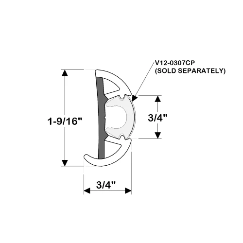 TACO Marine SuproFlex Semi-Rigid Vinyl Rub Rail, 1.6 in x .78 in, 60 ft