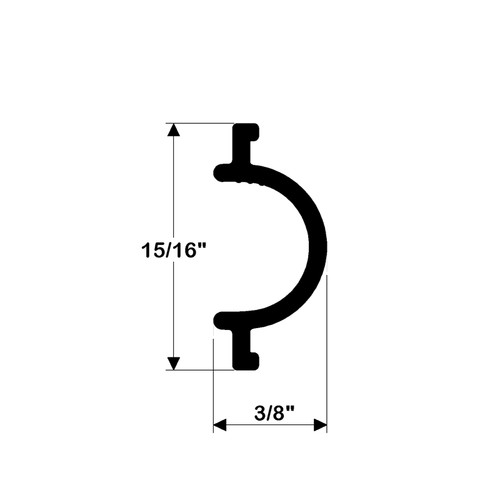 TACO Marine V12-0317 Flexible Vinyl Rub Rail Insert, 1 in x 3/8 in, 50 ft
