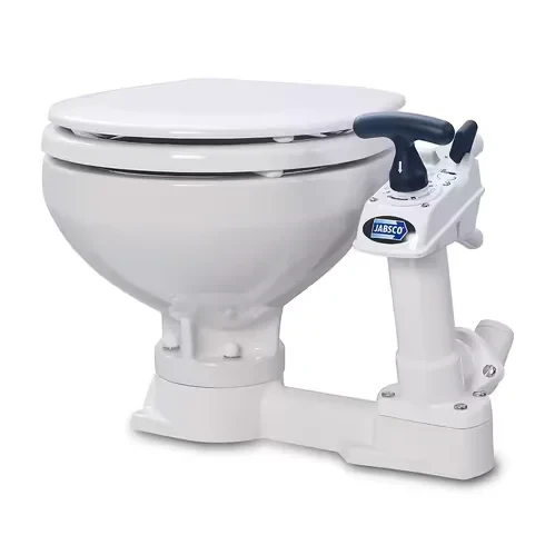 Jabsco Twist ‘n’ Lock Manual Marine Toilet, Wooden Seat, Self-Priming Pump
