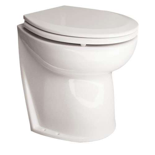 Jabsco Deluxe Flush Raw Water Electric Marine Toilet, 17 in, Soft Close Lid, Remote Rinse Pump - Apollo Lighting