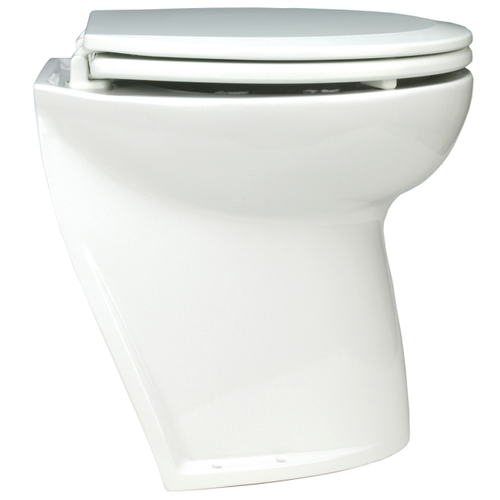 Jabsco Deluxe Flush Raw Water Electric Marine Toilet, 17 in, Soft Close Lid, Remote Rinse Pump - Apollo Lighting