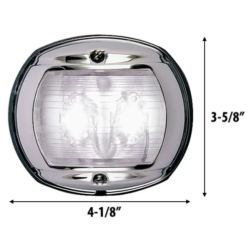Perko 0170MSN LED White Stern Navigation Light, For Vessels Under 20m, 2nm, 135° Arc, Chrome Plated Brass Top