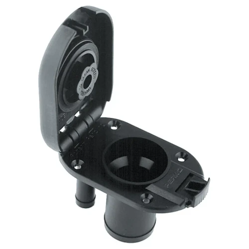 Perko 1319 Polymer Vented Deck Fill, 1-1/2 in Fill Hose, 5/8 in Vent Hose, Straight Neck