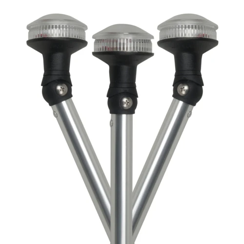 Perko Omega Series LED Universal Replacement White All-Round Pole Light, 12V, 2 nm, Fold-in-Half Pole, 3/4 in Anodized Tube